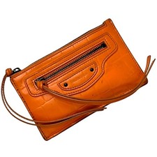 Pre-owned Balenciaga Neo Classic Orange Coin Case 640110, Leather, Item 7507 U