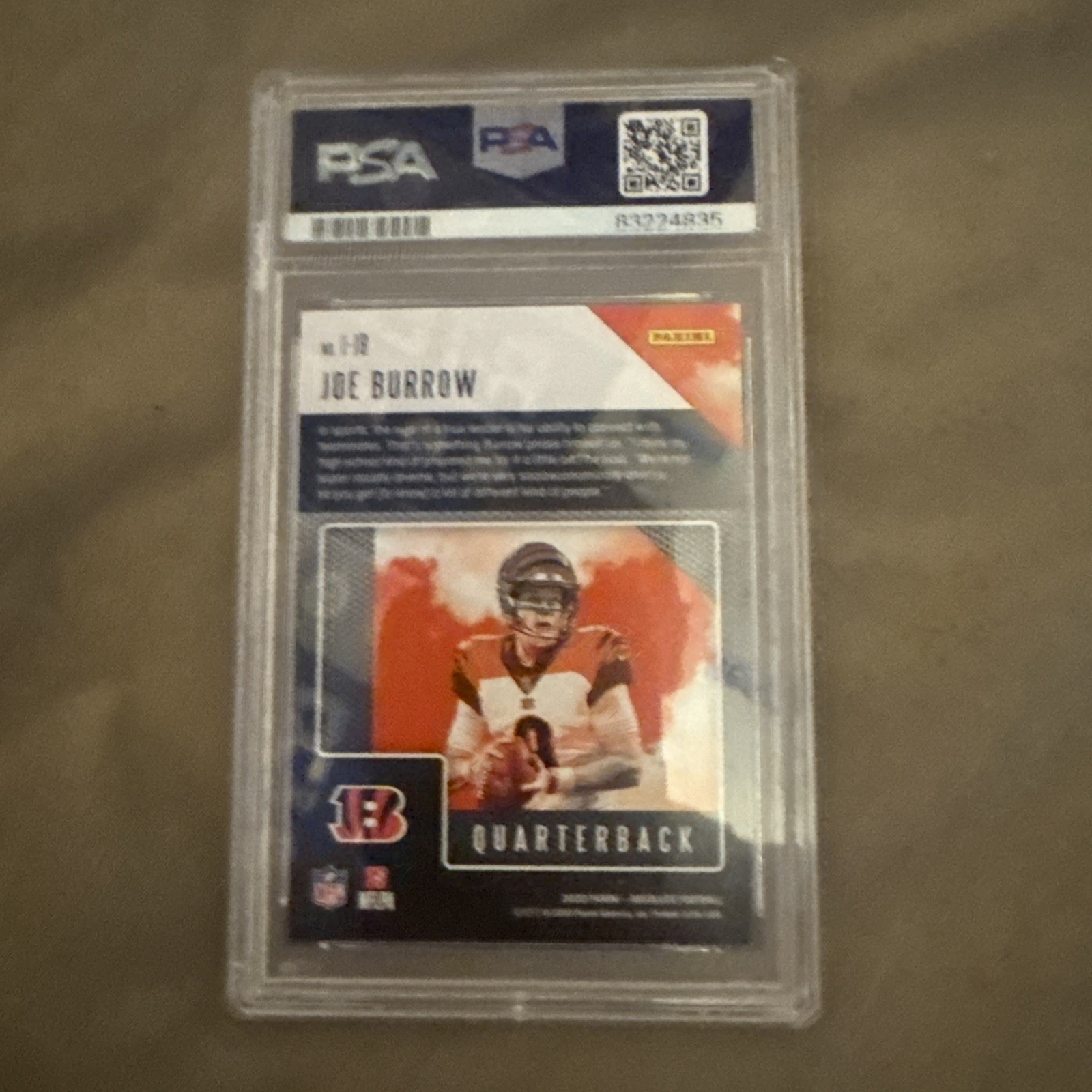 2020 Panini Absolute - Joe Burrow #IJB (RC) Introductions PSA 9 view 2