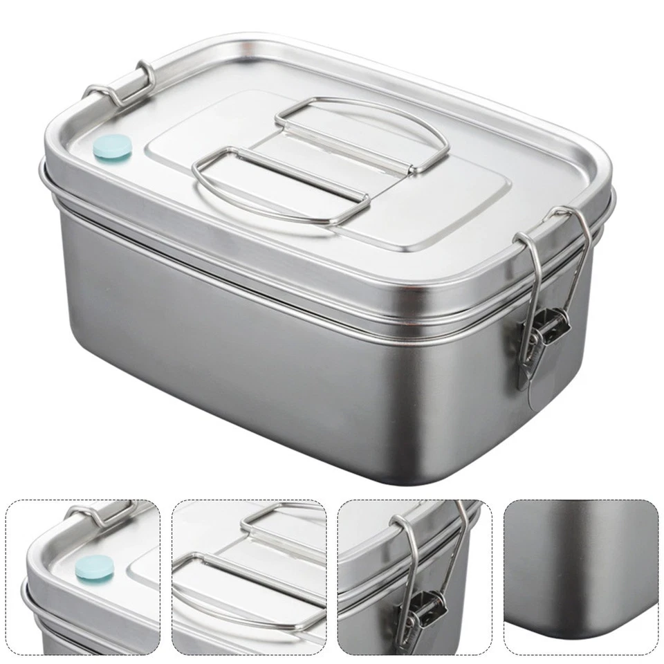 Box da pranzo in acciaio inossidabile da 1 pc in stile giapponese bento scatola - Immagine 4 di 4