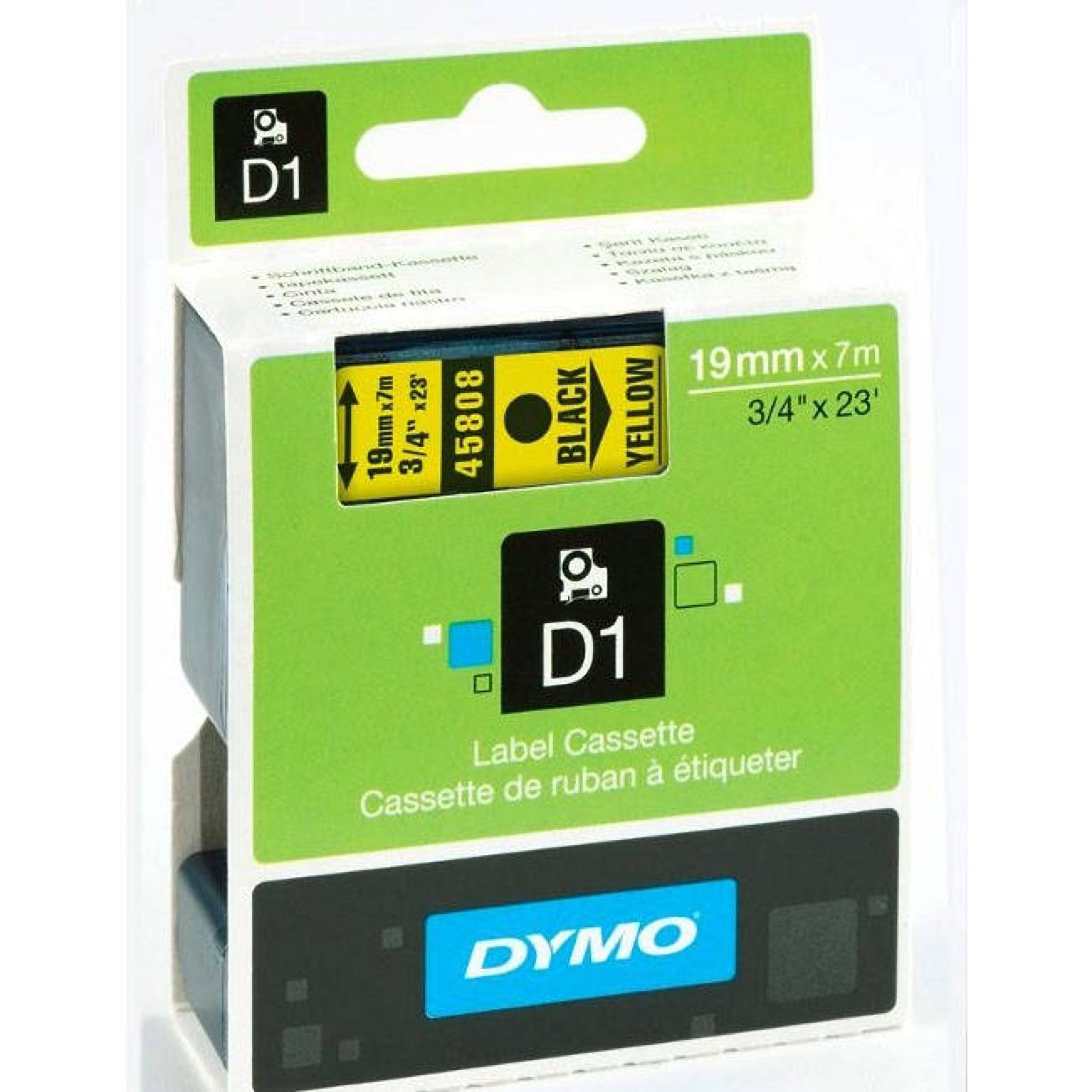 Dymo 45808 19mm x 7m Black on Yellow Tape - Image 5