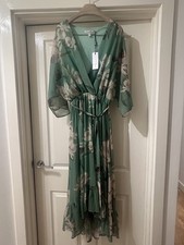 Urban Touch UK 16 Green Floral Print Chiffon Dress BNWT
