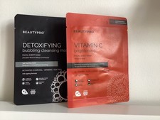 Beauty Pro 2 x Face Sheet Mask Vitamin C & Detoxifying Both New