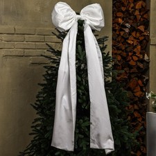20 x 47 Inches Christmas Tree Topper White Bow Extra Large Satin Bows Decorat...
