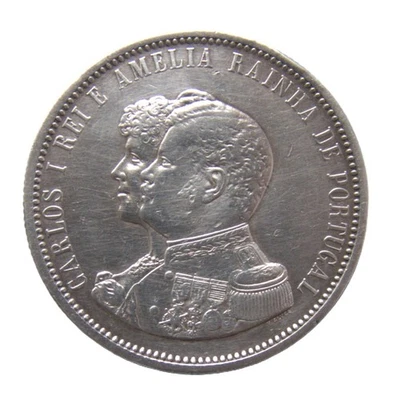 Portugal — 1000 Réis Silver Coin 1898 Carlos I & Amélia [V670] - Photo 1/4