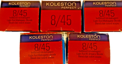 WELLA KOLESTON PERFECT VIBRANT Reds 8/45 hellblond rot-mahagoni alte Ausf.5X60ml