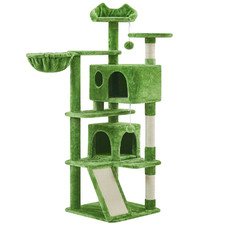 57'' Height Multilevel Cat Tree with 2 Condos for Kittens/Small Cats, Green