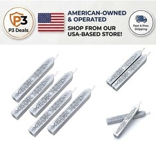5 Pack Silver Sealing Wax Sticks with Wick - Enhance Gift Wrapping & Invitations