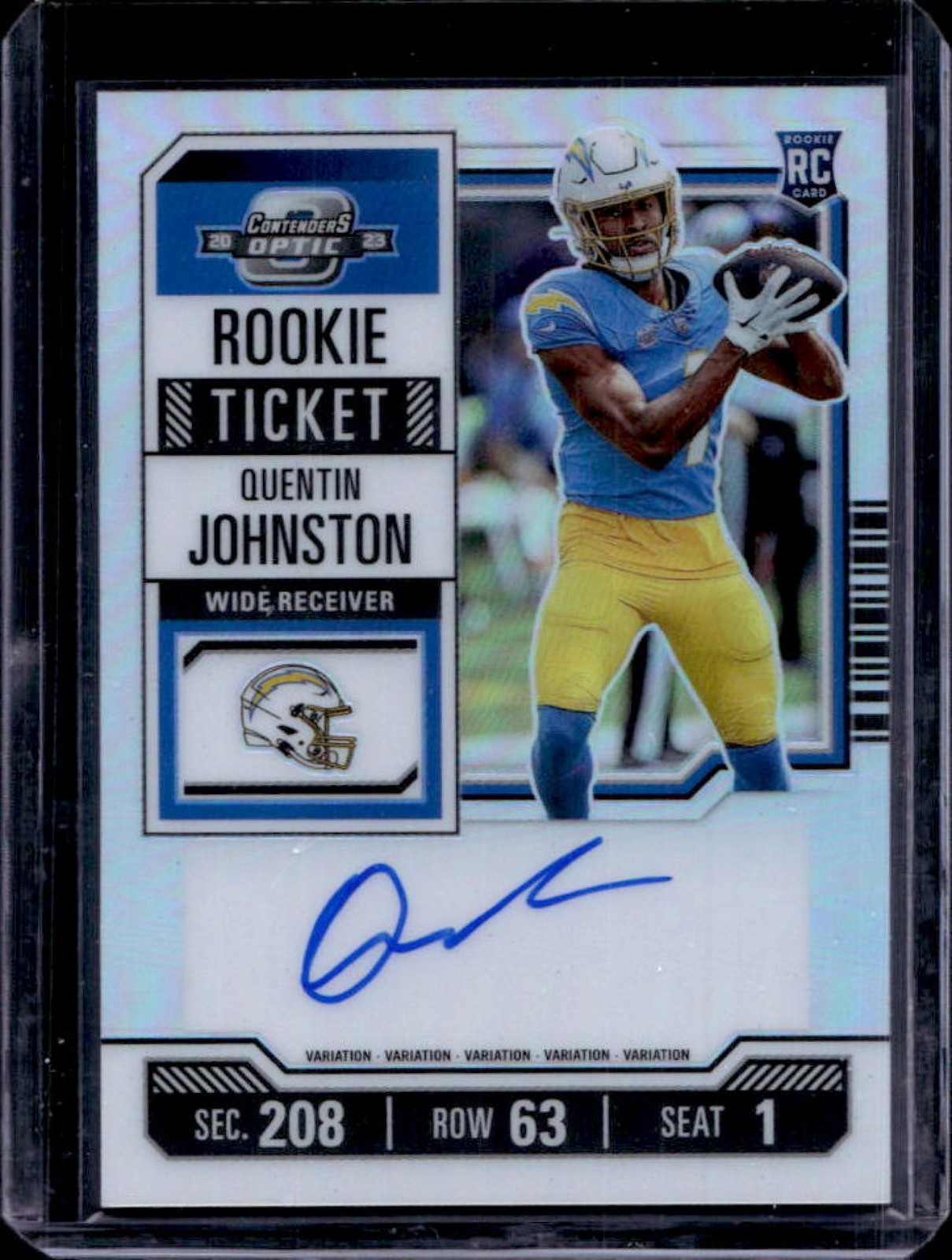 2023 Contenders Optic Quentin Johnston RC Rookie Ticket RPS Auto #128b Chargers