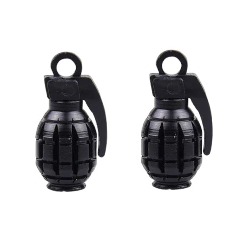 Valve Caps (pair) - Hand Grenade - Black