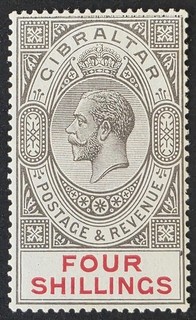 GIBRALTAR 1921 1927 Mint NH 4/ Grey Black & Carmine SG #100 CV £80 VF