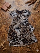Fashion Nova Women's Animal Print Ruffle Mini Dress Size 10 Leopard Short Sleeve