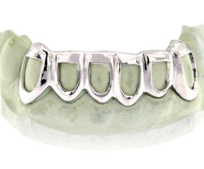 6 Teeth Real silver grillz Open Face