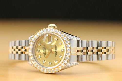 GENUINE LADIES ROLEX DATEJUST 2-TONE QUICKSET WATCH & 1.13 CT DIAMOND BEZEL - Picture 2 of 8