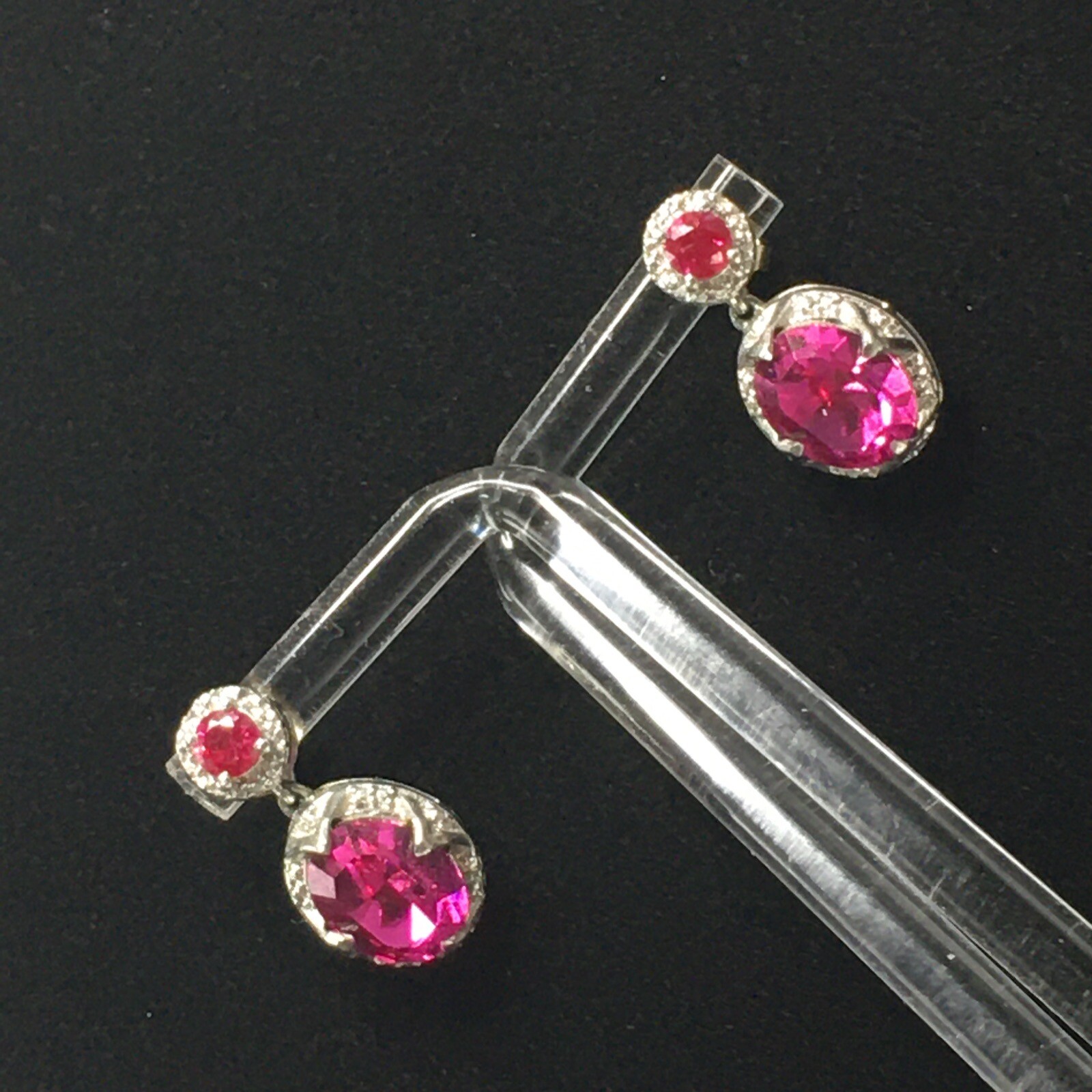 KARIS Sterling Silver Simulated Ruby Dangle Earri… - image 19