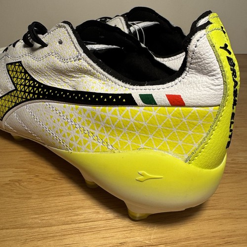 ITALY NEW Diadora Brasil Elite TECH GR ITA LPX Soccer Cleat 8 White/Yellow C5702 - Picture 6 of 11