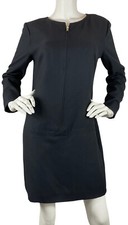 Vintage Carol Horn Workshop Zip Front Sheath Dress Long Sleeve Lined Black Sz 8