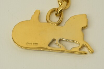Authentic Celine Gold Plated Horse Logo Keychain Classic Charm