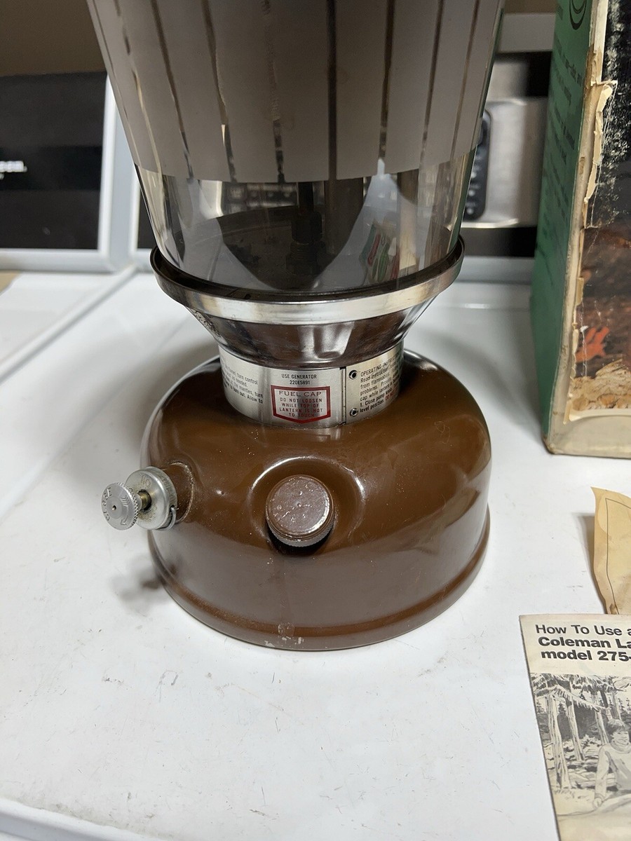 Vintage Coleman Model 275 Lantern Picket Fence Globe USA Brown W