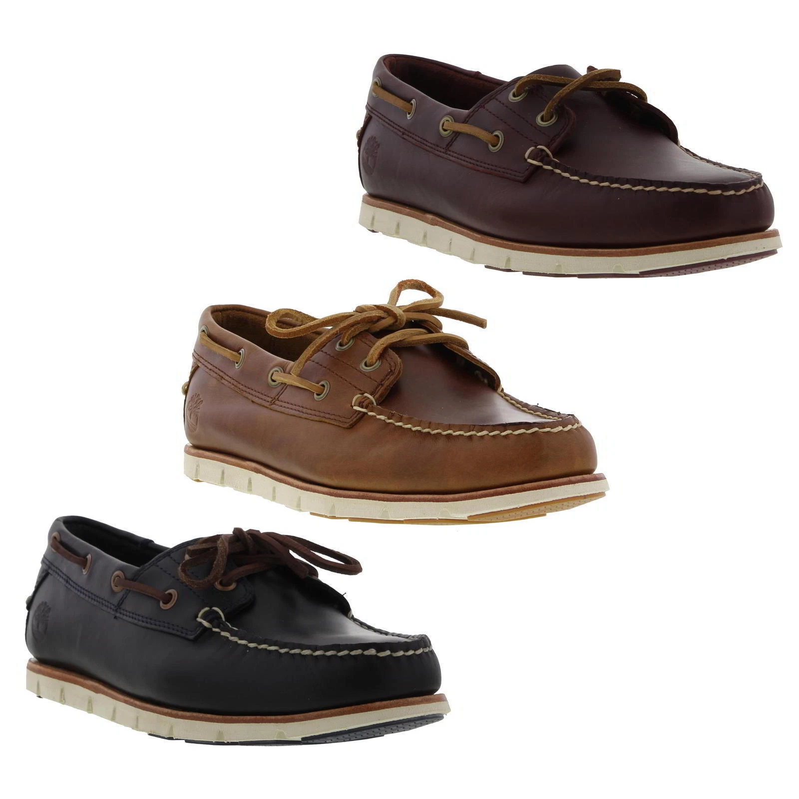 Timberland Tidelands Boat Shoes Mens Leather 2 Eye Deck Shoes Brown Blue Size 7 