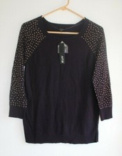 NWT Apt 9 Sweater Sz S Plum Royal Pullover Silver Studded 3/4 Long Sleeves