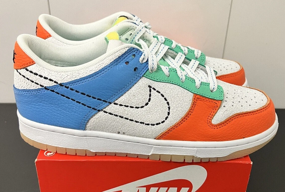 Nike Dunk Low GS Sizes White Blue Green Sneakers DX3363-100 Women&#039;s | eBay