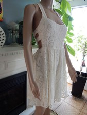 Free People Ivory Turn Back Time Mini Dress Cut Outs Crochet Lace 8 New $98