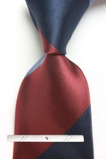 New Classic Striped Red Blue JACQUARD WOVEN 100 Silk Men's Necktie Tie