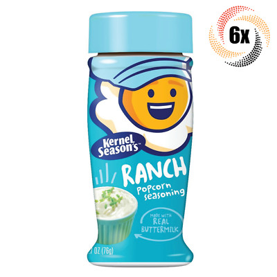 6x Shakers Kernel Season's Ranch Popcorn Seasoning | Real Buttermilk | 2.7oz