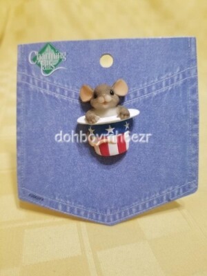 Charming Tails Mouse patriotic 4th of July uncle sam hat Lapel Pin
