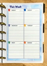 'This Week' Daily Lined Boxes Dashboard Insert for use with MINI Happy Planner-