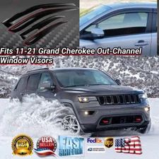 Fits 2011-21 Jeep Grand Cherokee Window Visor Sun Rain Wind Guard Bug Deflector