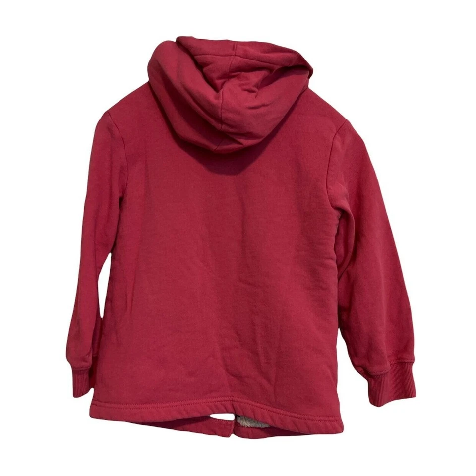 Hanna Andersson Hooded Coat Girls Pink Fleece Lined Button Front Jacket Sz 5 - Image 2 of 4