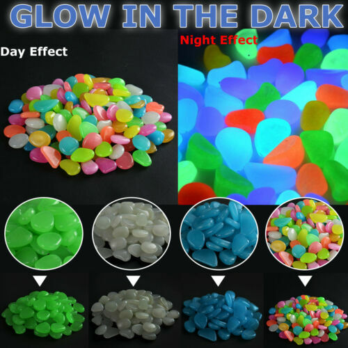 100pcs Glow In The Dark Pebbles Stones Home Garden Walkaway Aquarium Fish Tank - Picture 3 of 18