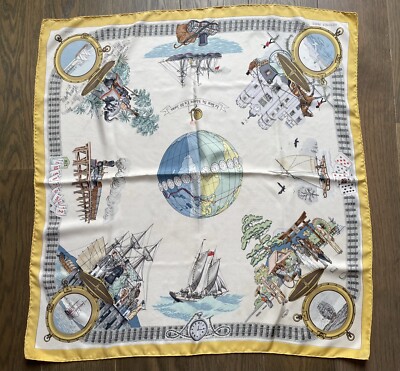Foulard Vintage Acétate 80x80cm - Bleu, Orange, Rouge - Femme, état Correct