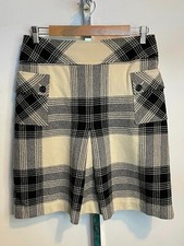 Vintage Talbots Wool Blend Skirt Size 8 Black Cream Plaid Pockets Academia 90s