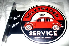 VOLKSWAGEN VW Double-Sided Imprint Metal Flange Sign #01 - NEW