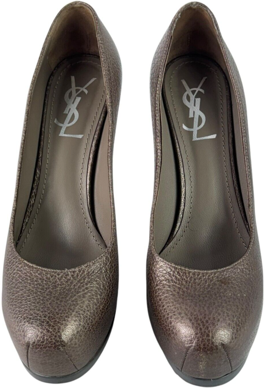 YVES SAINT LAURENT décolleté plateau tribtoo pelle bronzo Italia 37 5 7 5 US