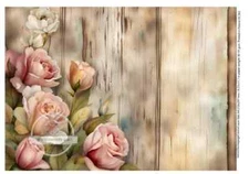 A4 SHIPLAP AND ROSES DECOUPAGE RICE PAPER DC263