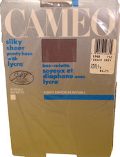 Vintage Pantyhose Cameo Silky Sheer Color Tender Grey Size Small BU003A
