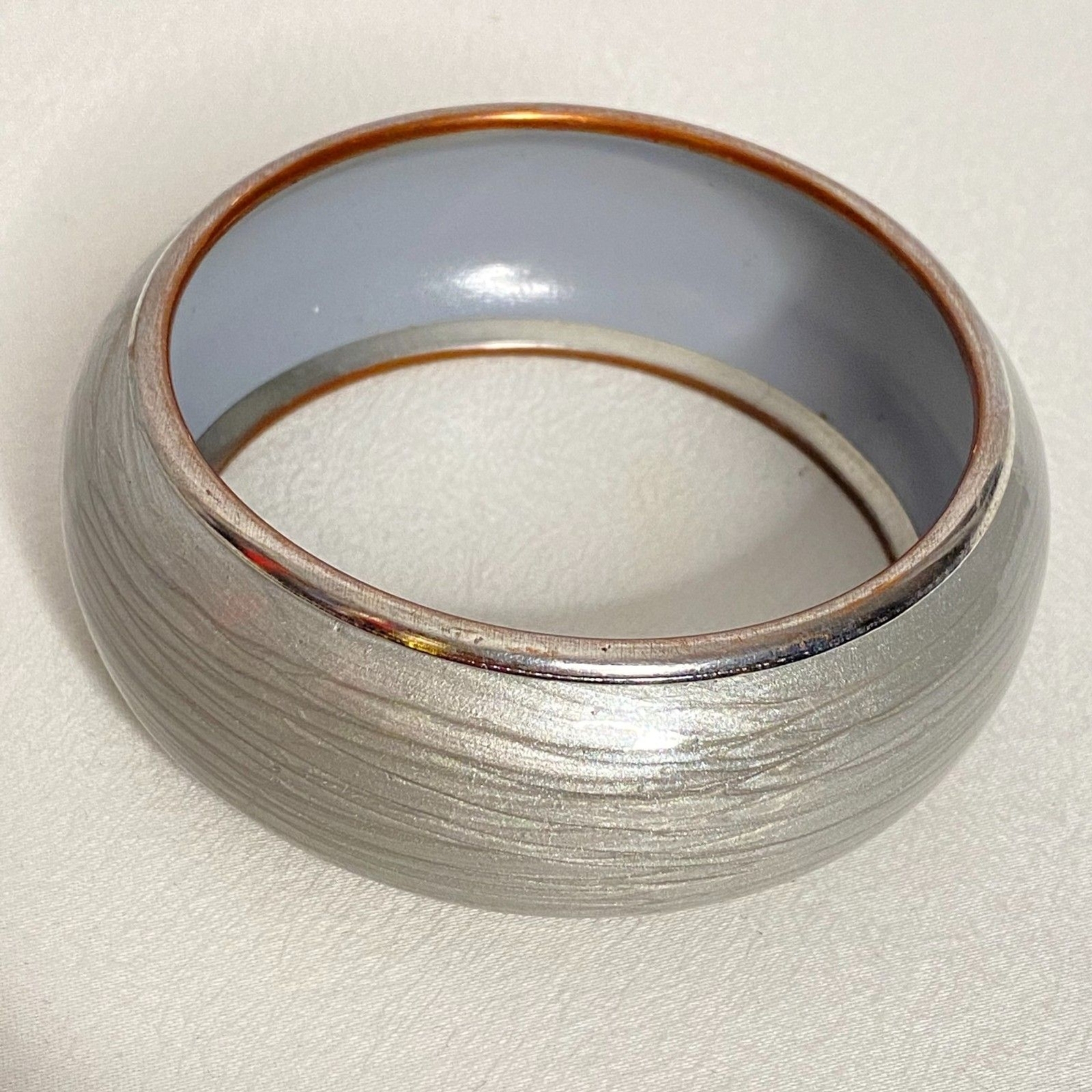 Chunky Bangle Bracelet Heather Gray Pattern Silve… - image 3