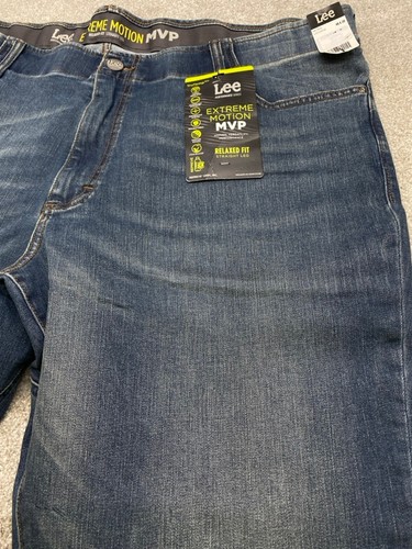 NWT Lee Extreme Motion MVP Jeans Men's 48x29 Relaxed Fit Straight Leg NEW 5019 - 第 3/8 張圖片