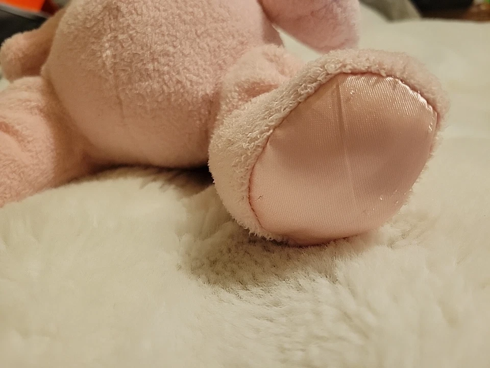 Rare Toys R Us Animal Alley Baby Pink Bunny Rabbit Terry Cloth Plush Satin Ears  - Image 4 of 4