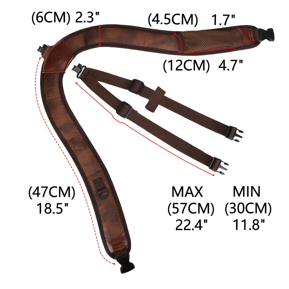 TOURBON Hunting Rifle Shotgun Suspender Gun Carry Rucksack Sling Swivels Padded - Image 2 of 4