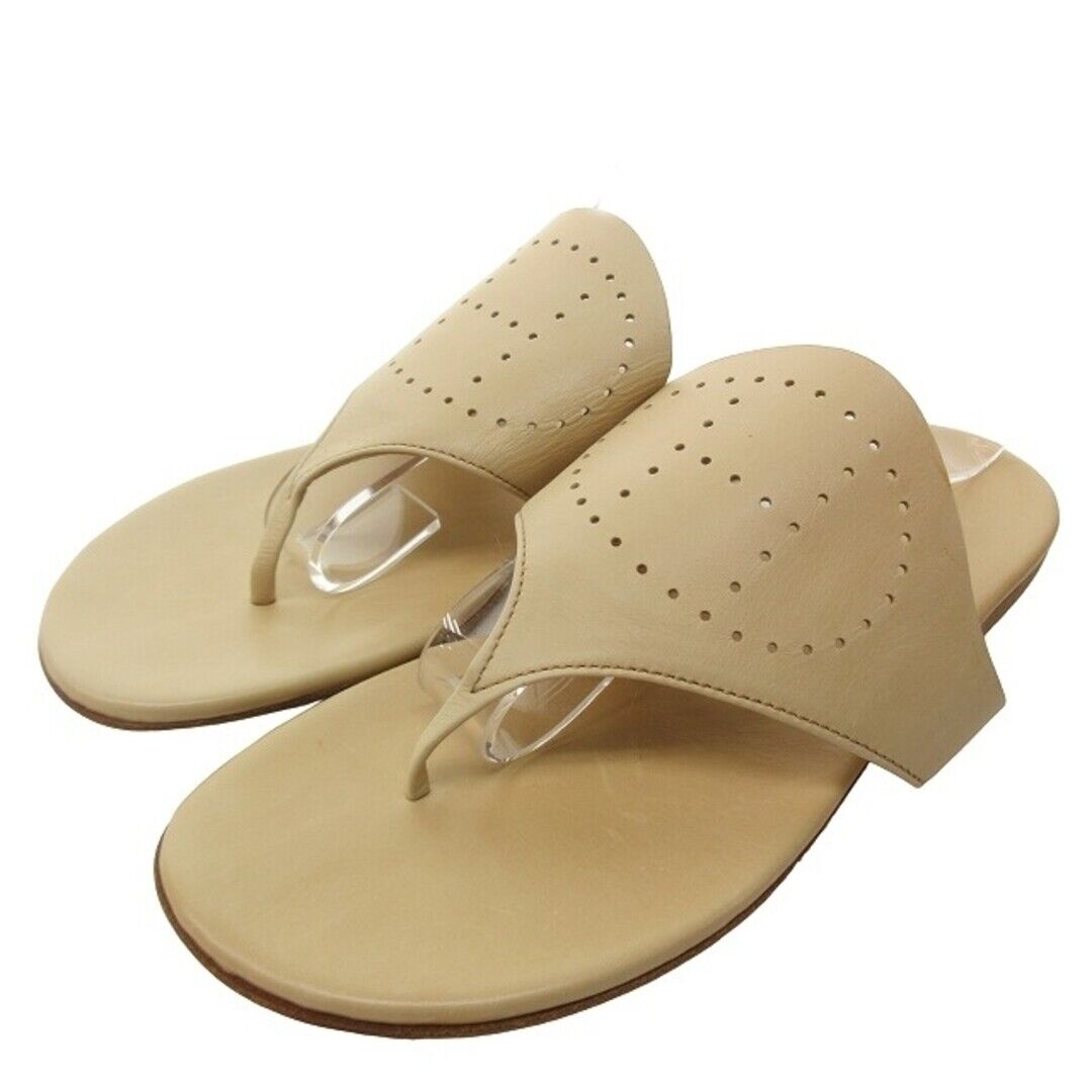 Hermes Evelyn Thong Sandals Flat H Logo Punching Leather Hermes Evelyn Thong Sandals Flat H Logo Punching Leather