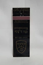Vintage Ox & Ale Restaurant Washington Pennsylvania Matchbook Cover Advertising