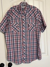 Wrangler Men s Wrancher Western Snap Plaid Shirt Cowboy Rancher Size XL