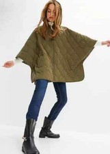 Freemans Zip Through Quilted Poncho In Olive Uk One Size (fs33)