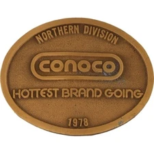 Conoco Northern Div ConocoPhillips Oilfield Oil Tx 1970s NOS Vintage Belt Buckle