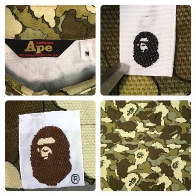 BAPE × kaws cloud camo work shirt Beige Short Sleeve A Bathing Ape