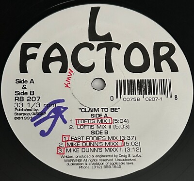 L Factor   Claim To Be, 12'' 1991, EX